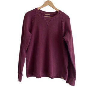 LL Bean Signature Waffle Crew Mens Large Maroon Slim Fit Thermal Heavyweight